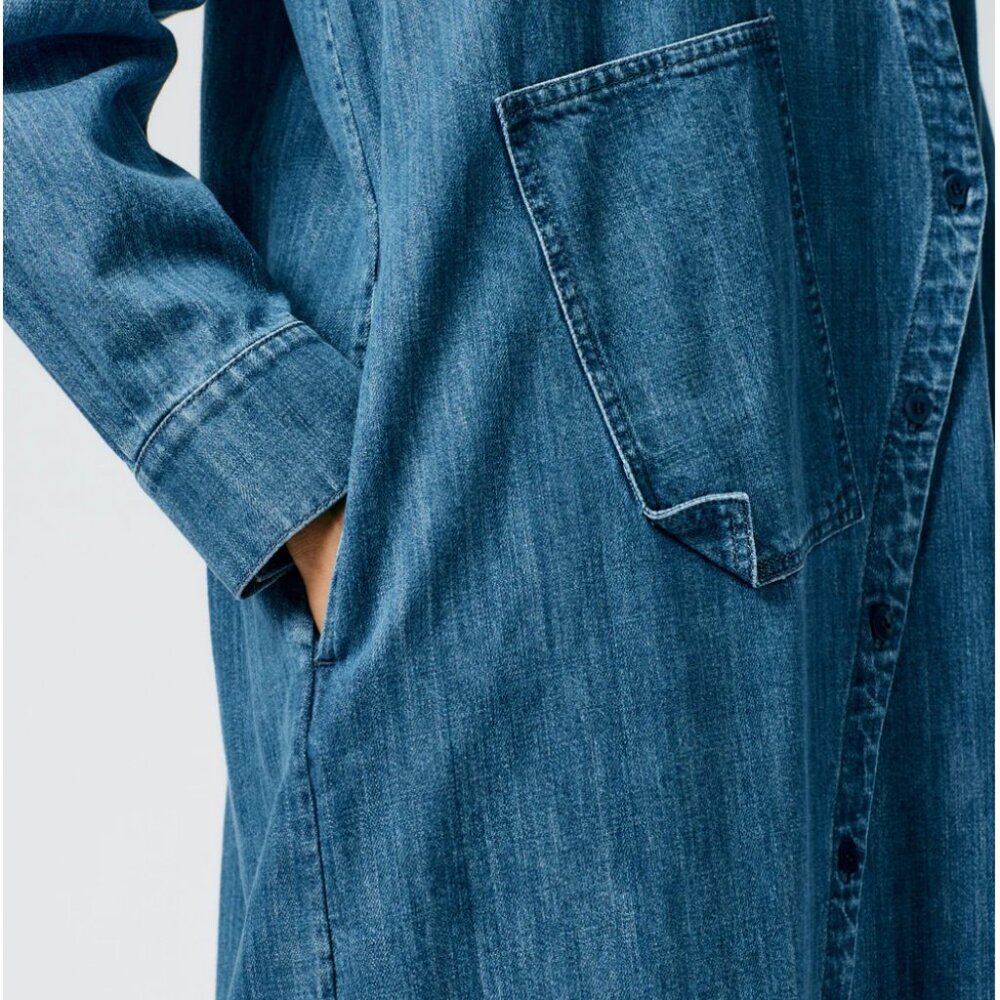 TIBI Lightweight Stone Wash Denim Shirtdress - Picture 7 of 12